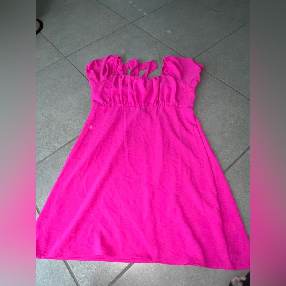 Bright Pink Women’s Summer Dress - Ruffled Bodice